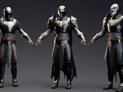 Medium Armored Warrior Knight V1 - Unreal Engine Project Low-poly 3D model