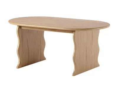 Wave Hardwood Oval Dining Table Free low-poly 3D model