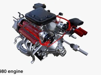 Italian V8 Engine and Internals Pack 3D model