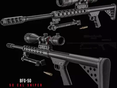 BFG-50 50 Cal Sniper Rifle Low-poly 3D model
