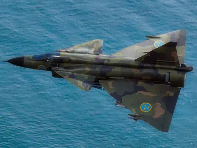 Saab 37 ViggenForest-High Quality Textures with Cocpit-Fully Rig Low-poly 3D model