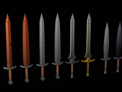 Basic Low Poly Swords Low-poly 3D model