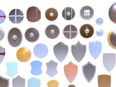 Shields Pack Low-poly 3D model purchase