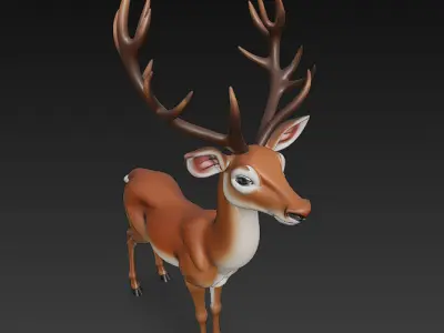 Deer Realistic 3D Model Basic - Low Poly Realistic Low-poly 3D model