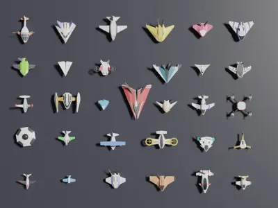 Pack of 31 lowpoly aircrafts Low-poly 3D model