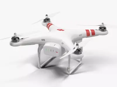 DJI Phantom 2 Quadrocopter Body Low-poly 3D model