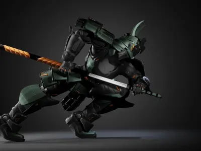  Samurai Robot asset Low-poly 3D model