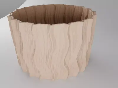 Organic Wood Texture Planter STL  Decorative Flower Pot  3D print model