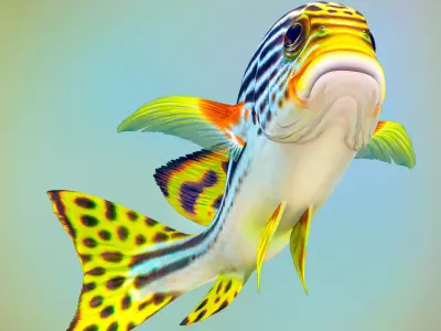 Fish Sweetlips and grunt Low-poly 3D model