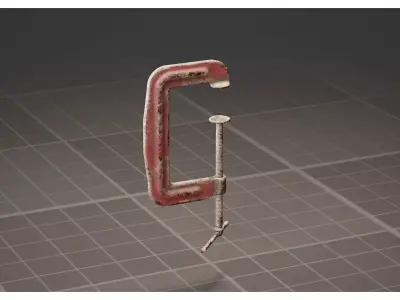 Red C-Clamp Workshop Tool 3D model