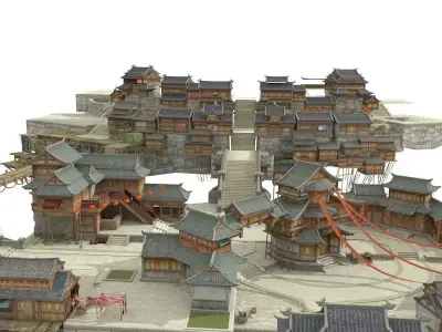 Ancient town Low-poly 3D model