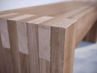 Wooden Bench Low-poly 3D model 10
