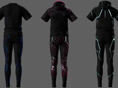 5 Future Glow Activewear Set 3D model