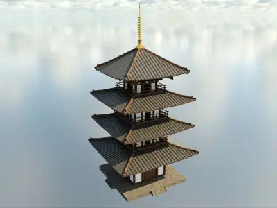 Pagoda japanese Low-poly 3D model