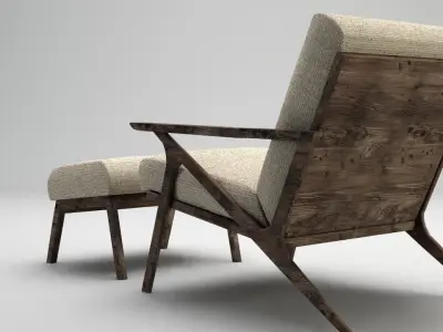 armchair lounge chair and ottoman Free 3D model