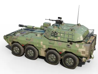 4 coatings of PLA Army PLL09 Wheeled self-propelled howitzer Low-poly 3D model