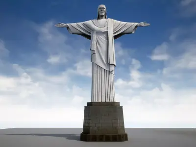 Christ statue Low-poly 3D model