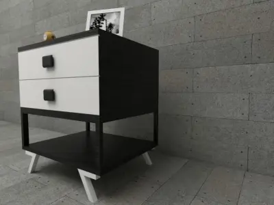 nightstand bedside table with two drawers Free 3D model