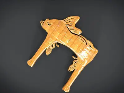 Unique Chair Legs Ornament with Fish Ornament motif Low-poly 3D model