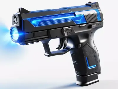 Tactical SciFi Pistol with Flashlight 3D model
