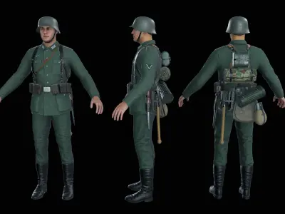 German soldier World war 2 Low-poly 3D model
