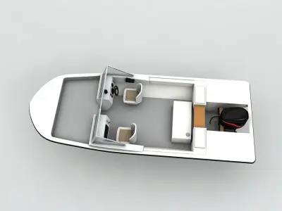 Fishing Motor Boat Dinghy 1 Low-poly 3D model