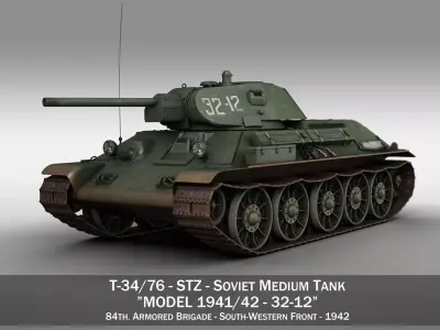 T-34-76 - STZ - Model 1941 -Soviet medium tank - 32-12 3D model