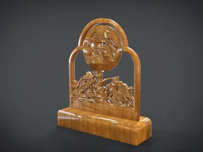 Decorative clock furniture with Fish motif design Low-poly 3D model