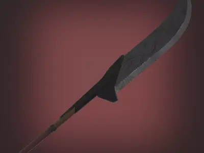 glaive PBR low-poly game ready Melee weapons cold weapons spear Free low-poly 3D model