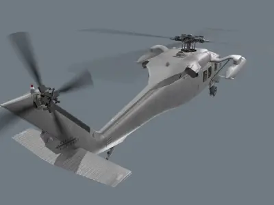 UH-60 Black Hawk Grey Basic Animation Low-poly 3D model
