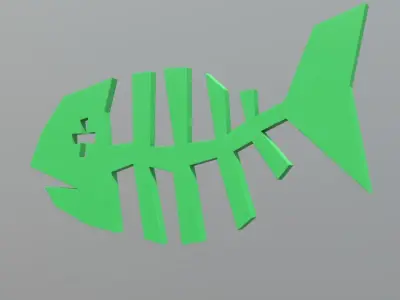 Fishbone fish skeleton Low-poly 3D model