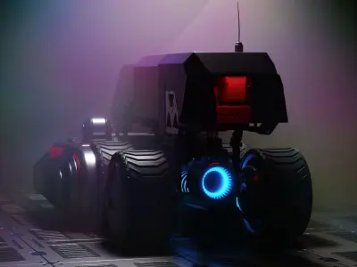 Monster Truck Sci Fi  6 Wheel 3D model