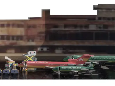  BAC-ONE-11 GREEN  BOEING 727-200  and DC-8-62 3D model