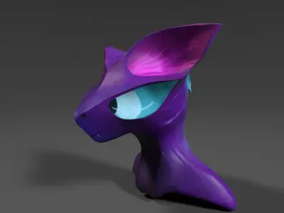 Bat Cat sculpture Free low-poly 3D model