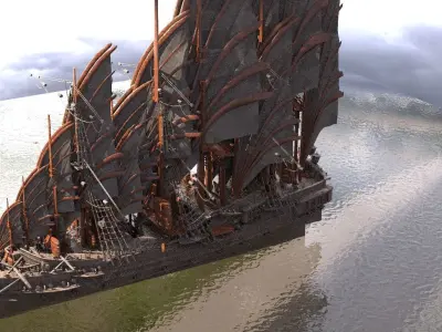 Lord Emperors Asian Red Fin sailed Ship 3D model