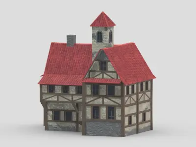 Medieval Building 04 Low Poly PBR Realistic Low-poly 3D model
