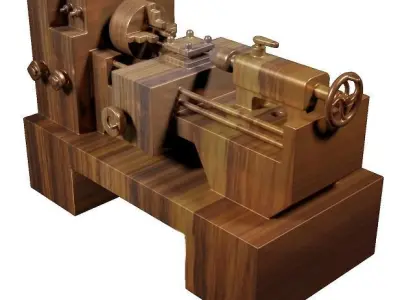 Wooden Lathe Toy Low-poly 3D model