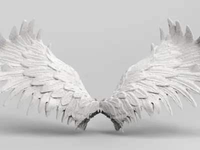 Angel wings Stylized upwards with UVs 3D model