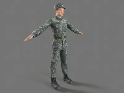 China soldier Low-poly 3D model