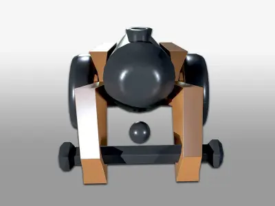 Cartoon Cannon Low Poly 3D model