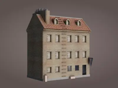 Old House wiht open room Lowpoly Low-poly 3D model