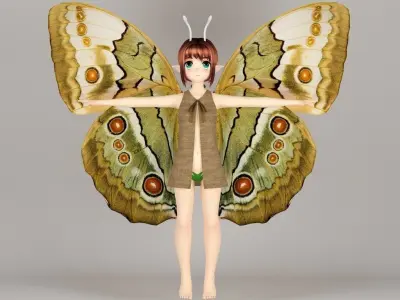 T pose nonrigged model of Chouko anime creature 3D model