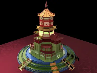 Chinese ancient  tower house   3D model