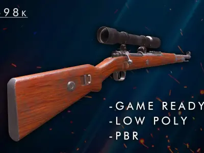 Kar98 low poly sniper rifle Low-poly 3D model