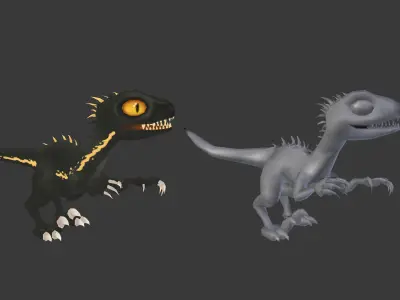 Low Poly IndoRaptor Animated Low-poly 3D model