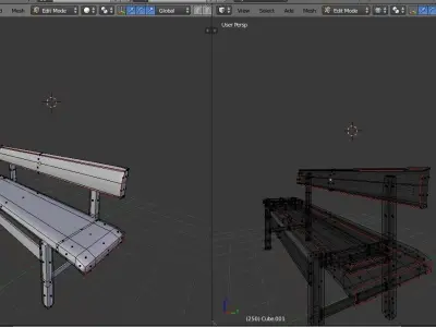 Desk Bench 3D model