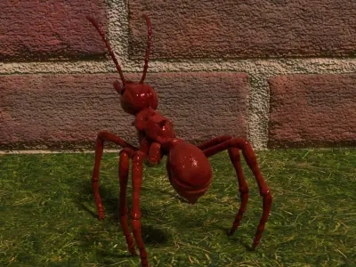 red ant Low-poly 3D model