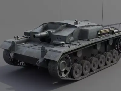 StuG III E Assault Gun Low-poly 3D model