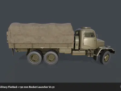 PV3S Truck Flatbed Set Low-poly 3D model
