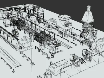 Industrial Factory Equipment Low-poly 3D model
